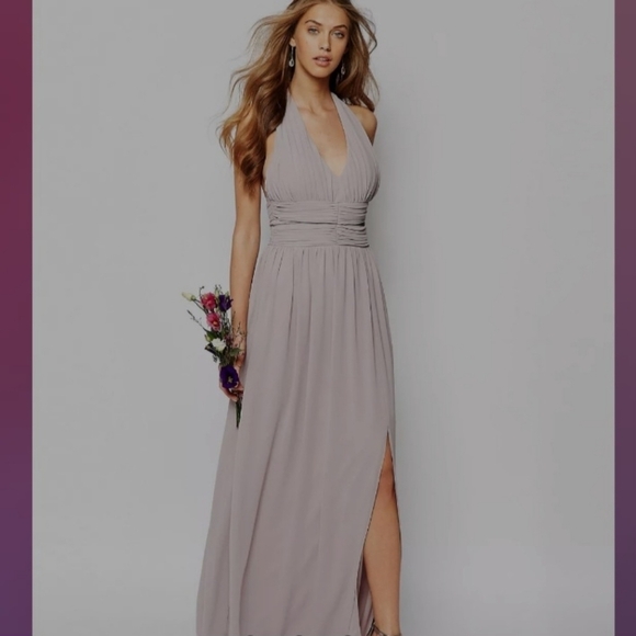 TFNC Wedding Halter Chiffon Maxi Dress In Microchip UK Size 6 US Size 2 - Picture 15 of 15